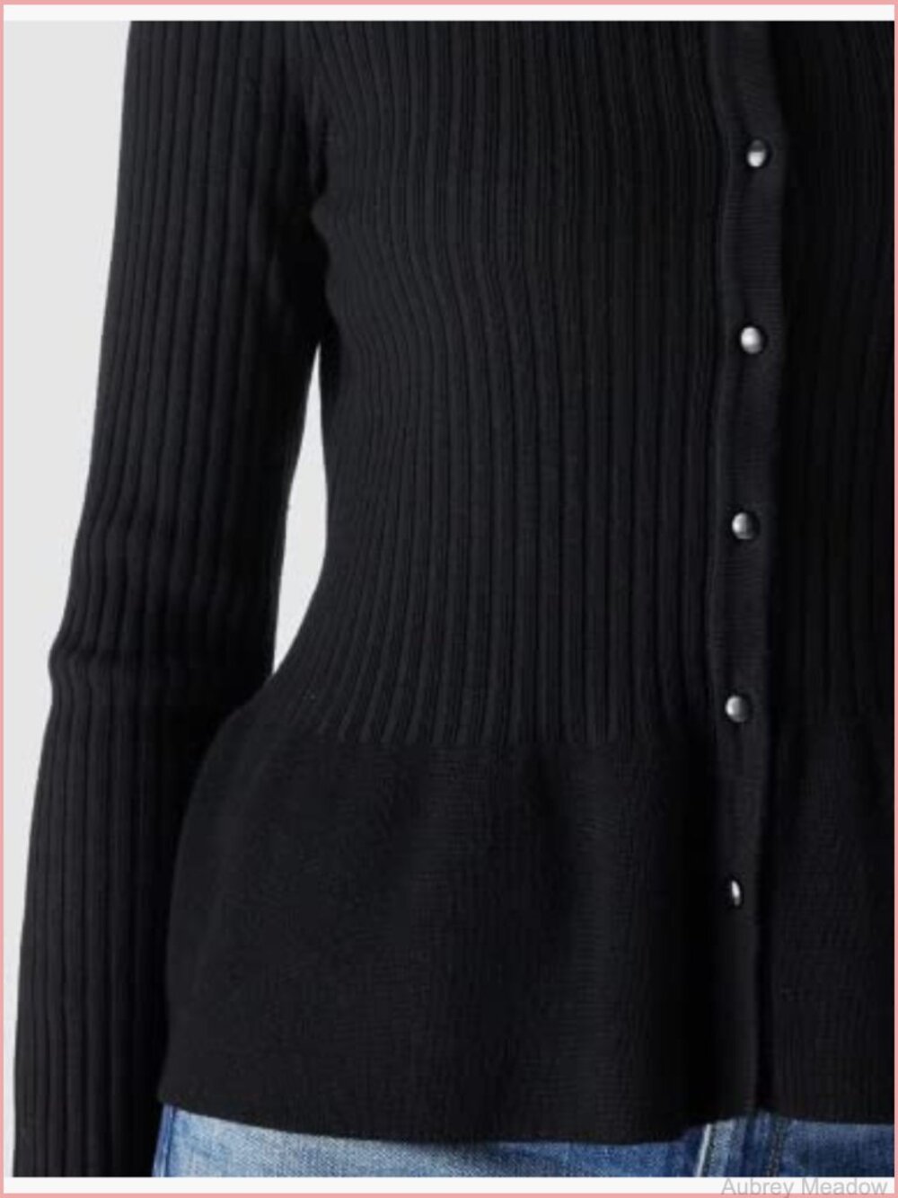 Long Sleeve Cardigan Peplum Sweater Crew Neck Button Tops Knit Ribbed Elegant - Picture 4 of 7